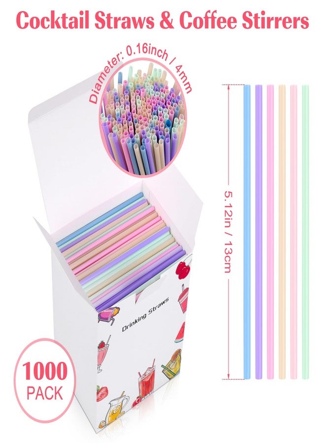 ONEYIM [1000 Pcs] Disposable Plastic Drinking Cocktail Straws - 5 Inch 0.16" Diameter Colorful Cute Short Straws Coffee Stirrers in Bulk for Whiskey, Bar,Cafe, Bachelorette/Birthday Party, Bridal/Baby Shower - Image 2